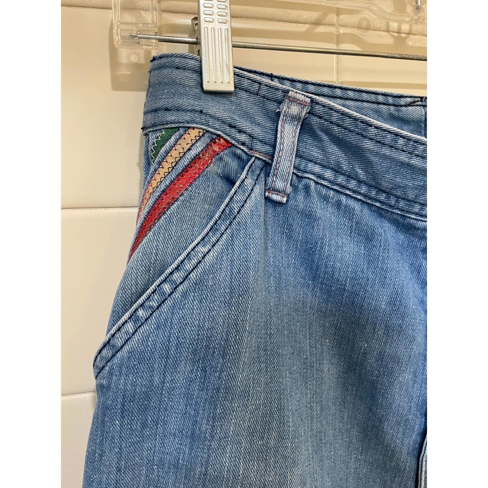Vintage Faded Glory Jeans Leather Stripes 1970's … - image 8